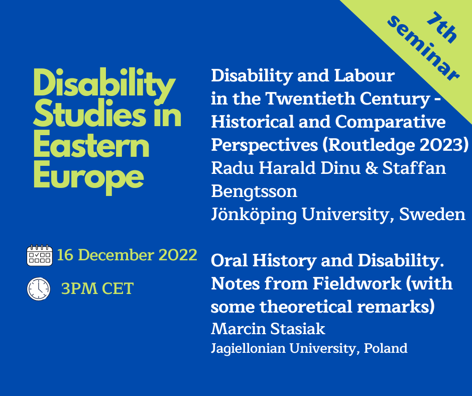 Disability and Labour in the Twentieth Century - Historical and Comparative Perspectives (16.12.2022)